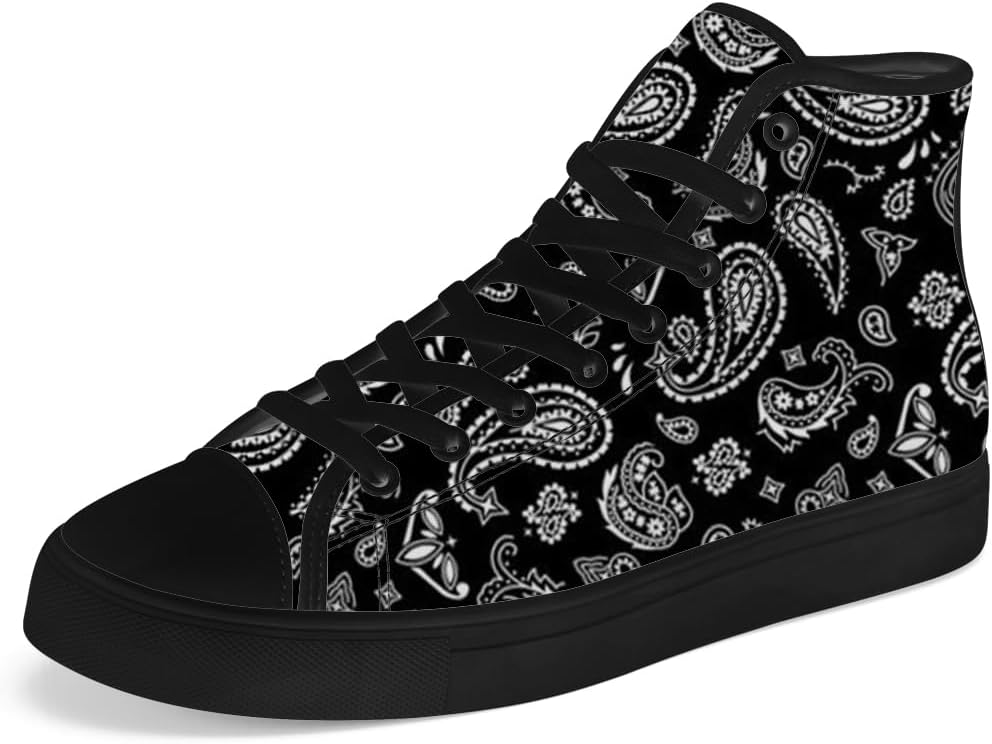 

Кеды Chebing Paisley с высоким верхом из канвы для мужчин и женщин, высокие кроссовки на шнуровке, повседневная обувь, подарок для папы и мамы, белый