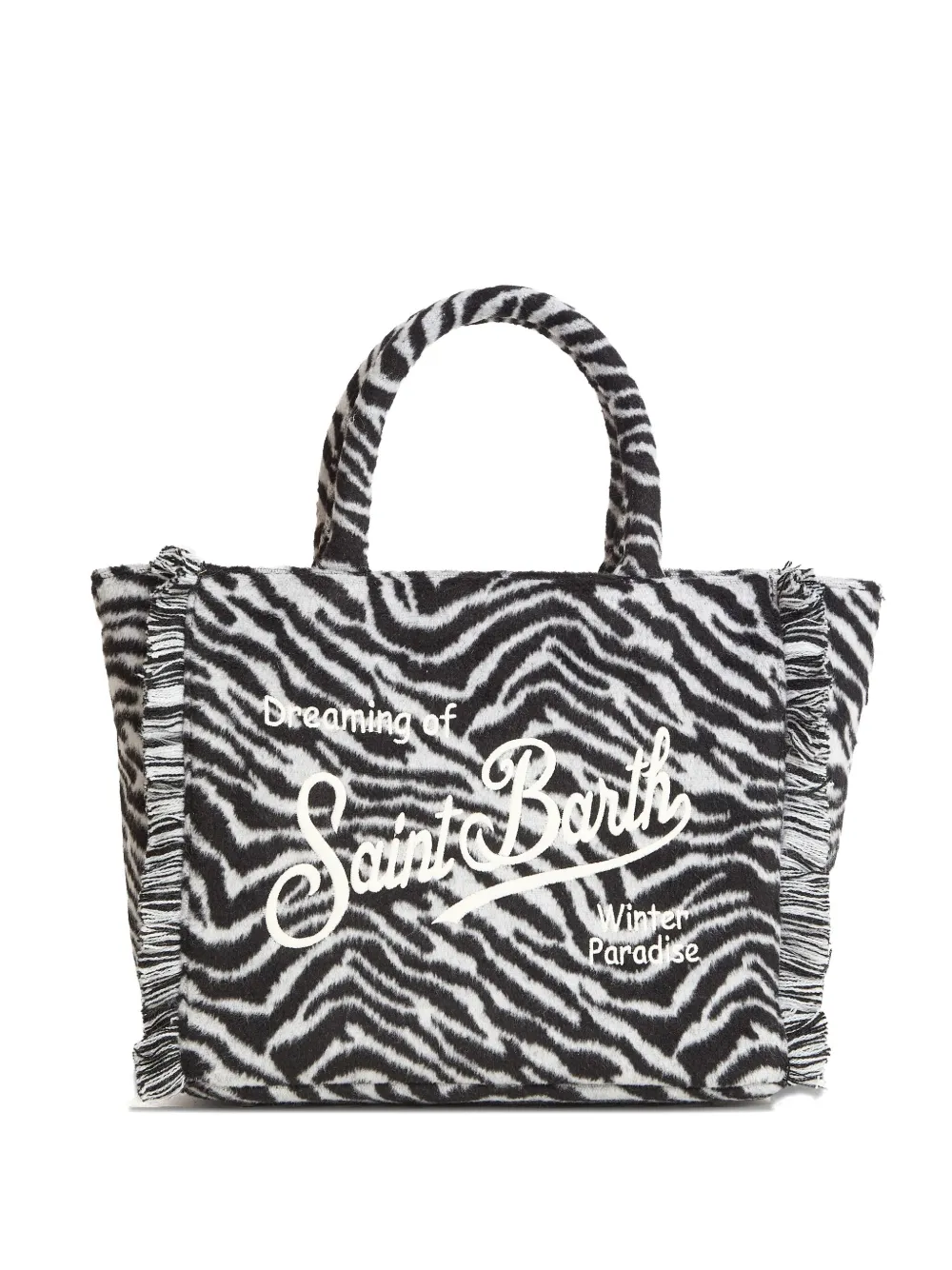 

Сумка-тоут Colette с бахромой и зебровым принтом Mc2 Saint Barth, белый