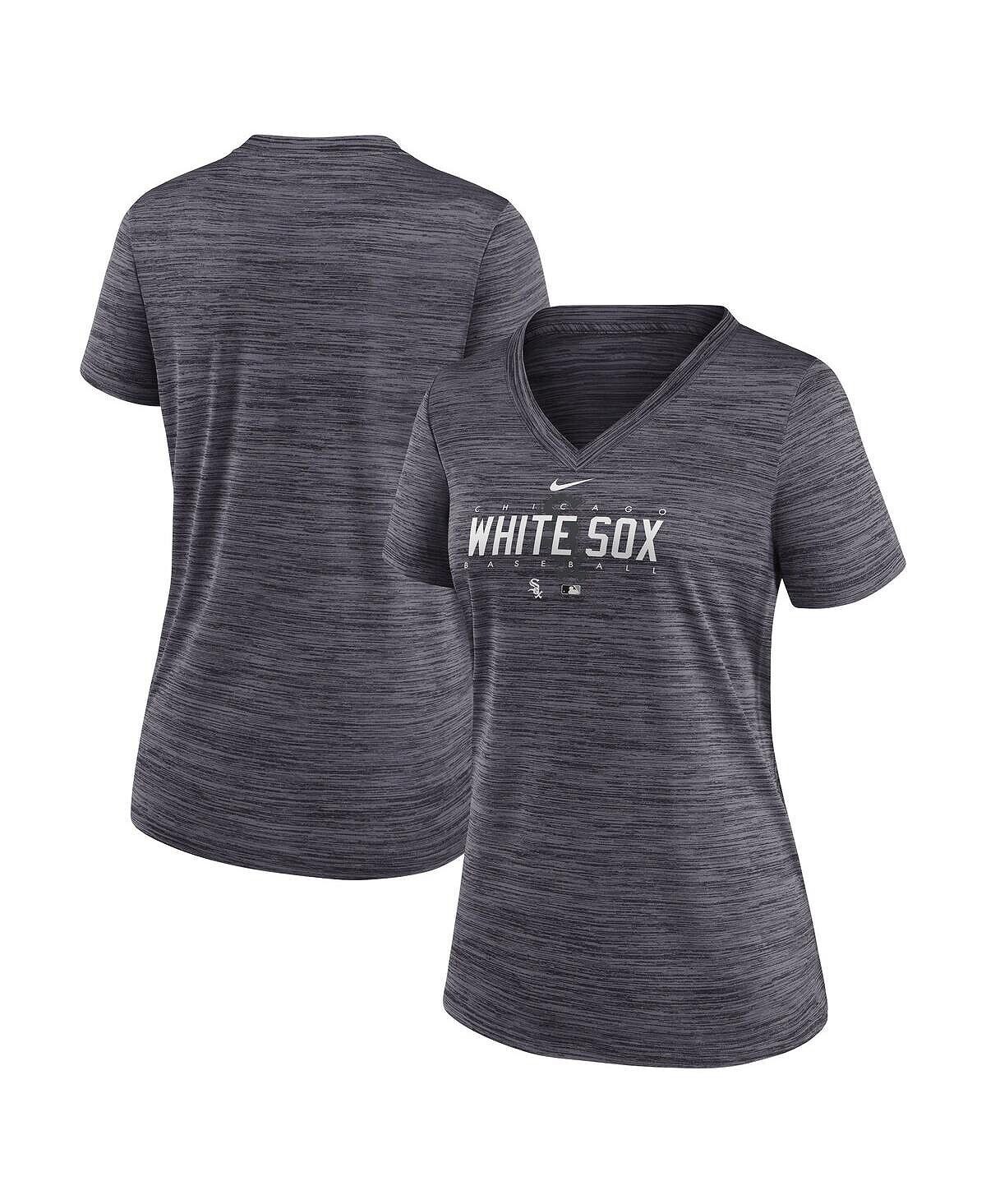 

Черная женская футболка Chicago White Sox Authentic Collection Velocity Practice Performance с v-образным вырезом Nike, черный