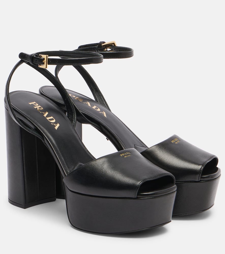 Кожаные сандалии на платформе Prada, Black