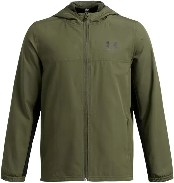 Куртка мальчиковая Under Armour Rival Woven, цвет Marine Od Green / Black / Black
