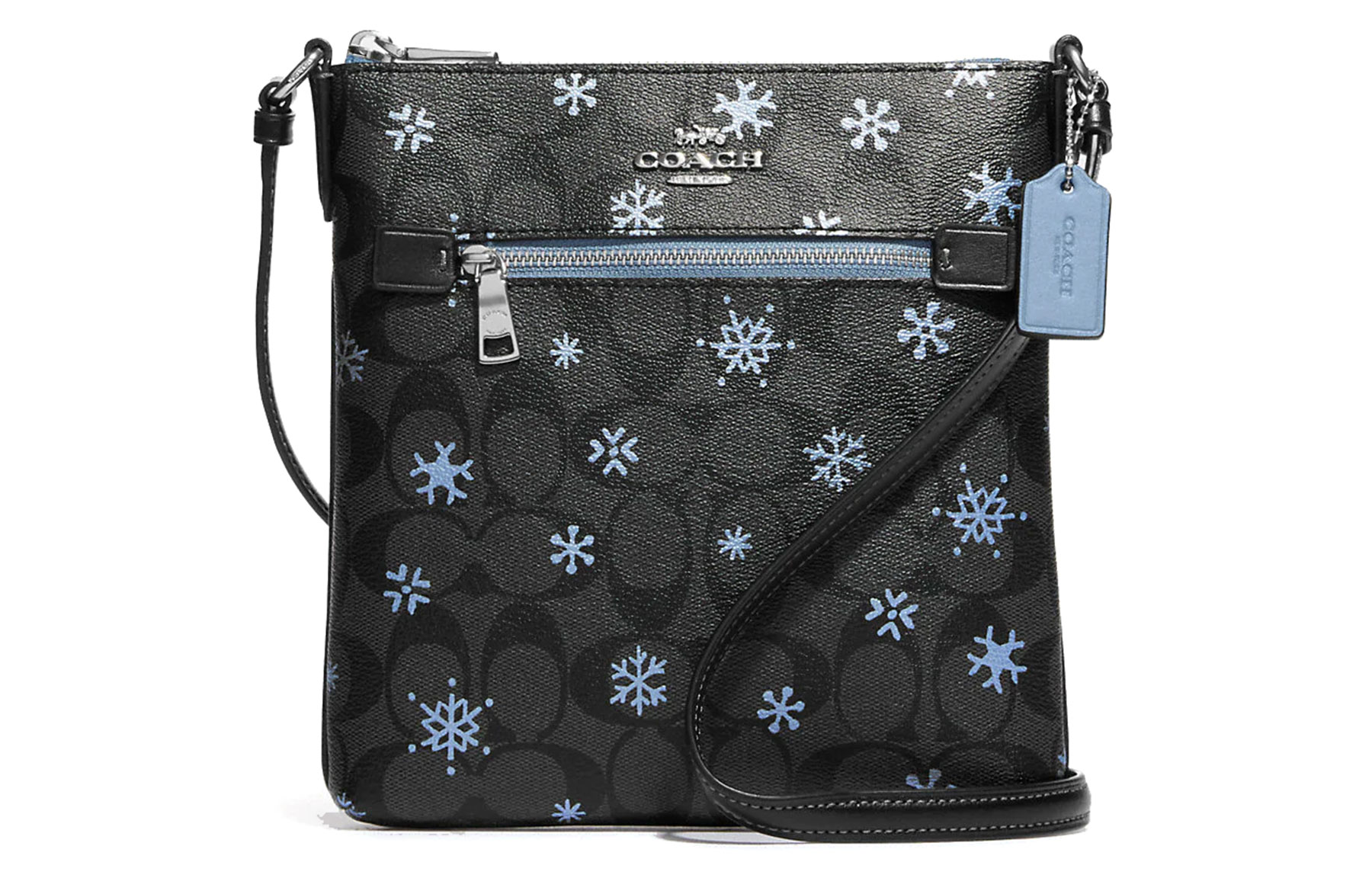 

Rowan из гладкой кожи с покрытием из текстурированного полотна мини-документная сумка, через плечо, кроссбоди женская черная COACH