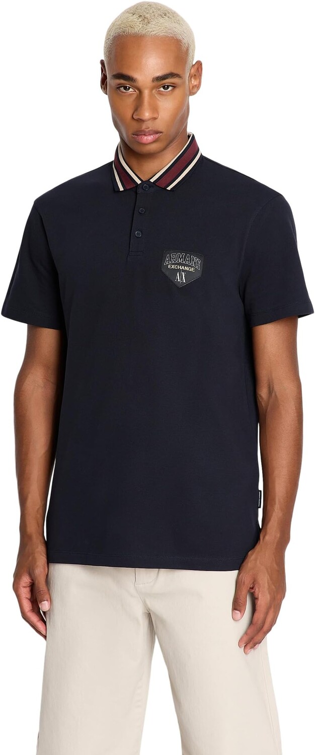 

Рубашка-поло Slim Fit Collegiate Logo Polo Armani Exchange, темно-синий