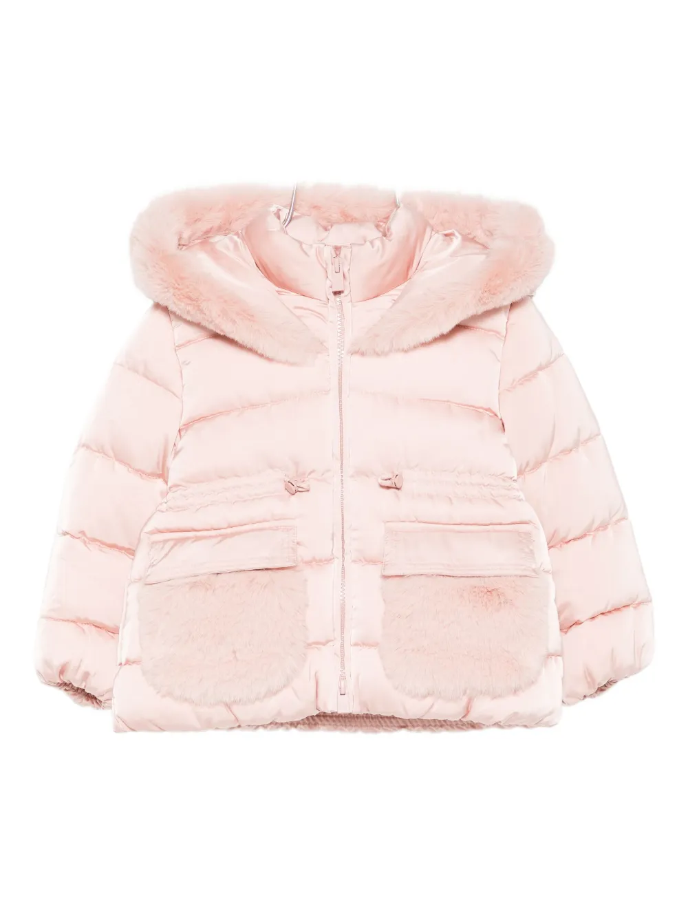 

Пуховик с капюшоном из искусственного меха Abel & Lula, розовый