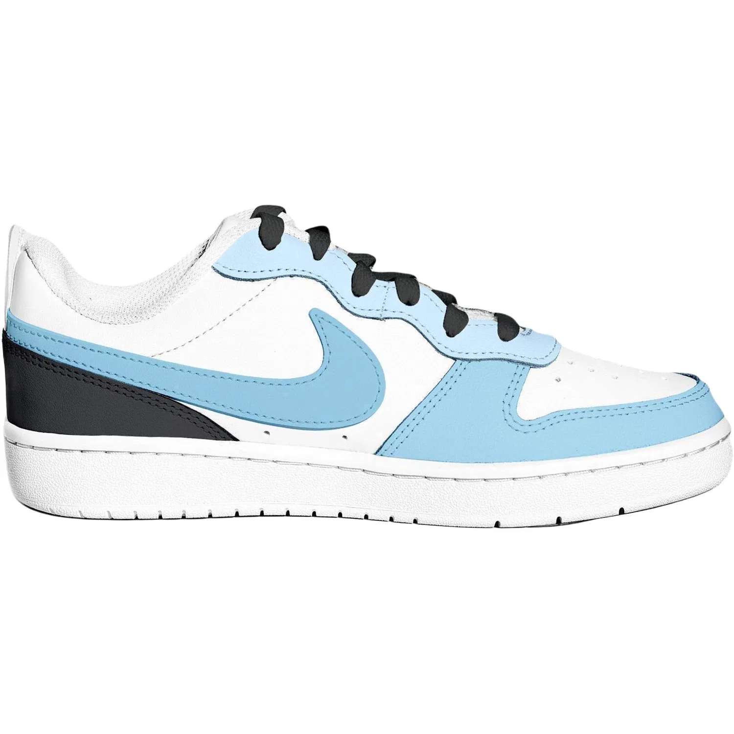Кроссовки для скейтбординга Court Borough Leather Cushioning Abrasion Resistant Breathable Low top Kids' Skateboarding Shoes Blue Teenagers Nike — фото 3