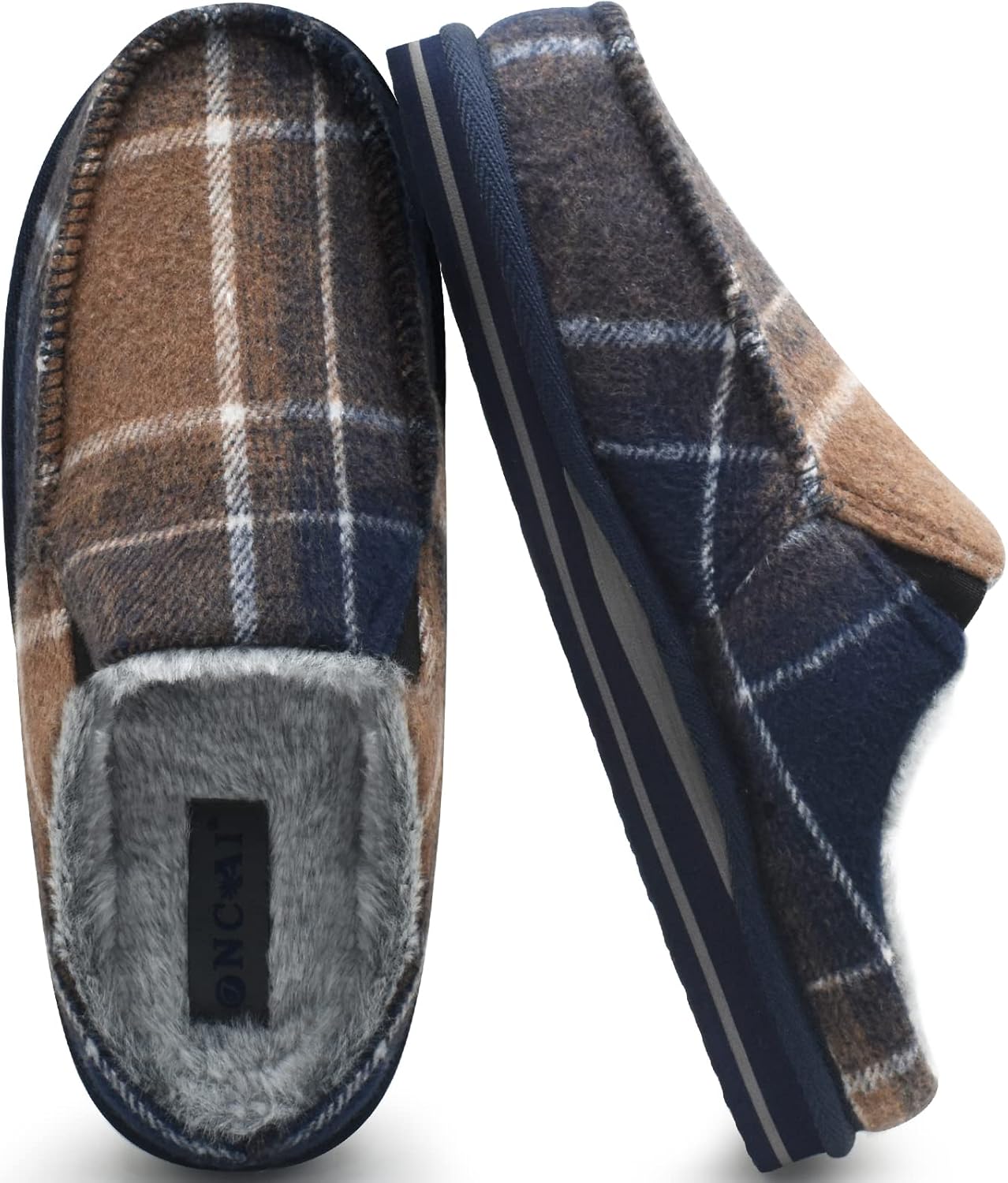 

Мужские шлепанцы ONCAI с поддержкой свода стопы, полоской, искусственным мехом, хлопковым сочетанием, высокоплотной обувной стелькой из памяти формы, теплые домашние тапочки, на ноге, для улицы и дома, резиновая подошва, размеры 7-16, синий