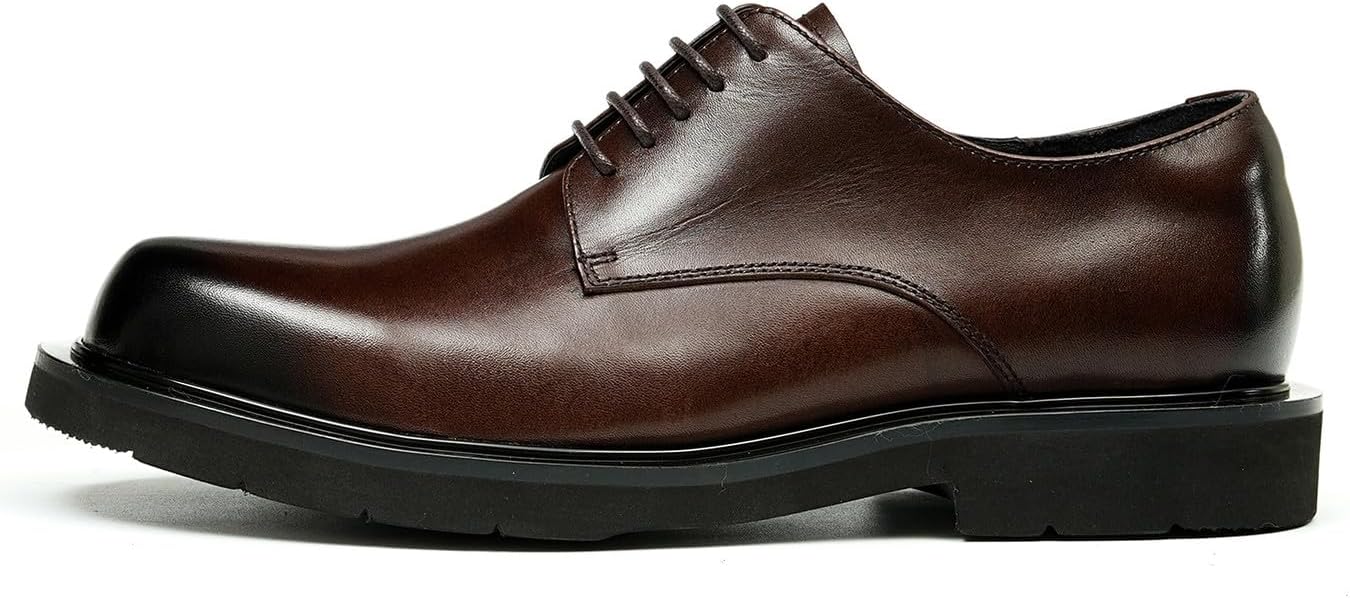 Мужские туфли Santimon Oxfords, формальные дерби, из натуральной кожи, с гладким носком, современные модельные туфли для костюма, модные, легкие, для выпускного, свадьбы, смокинга, бизнеса и повседневной носки, удобные, Coffee — фото 2