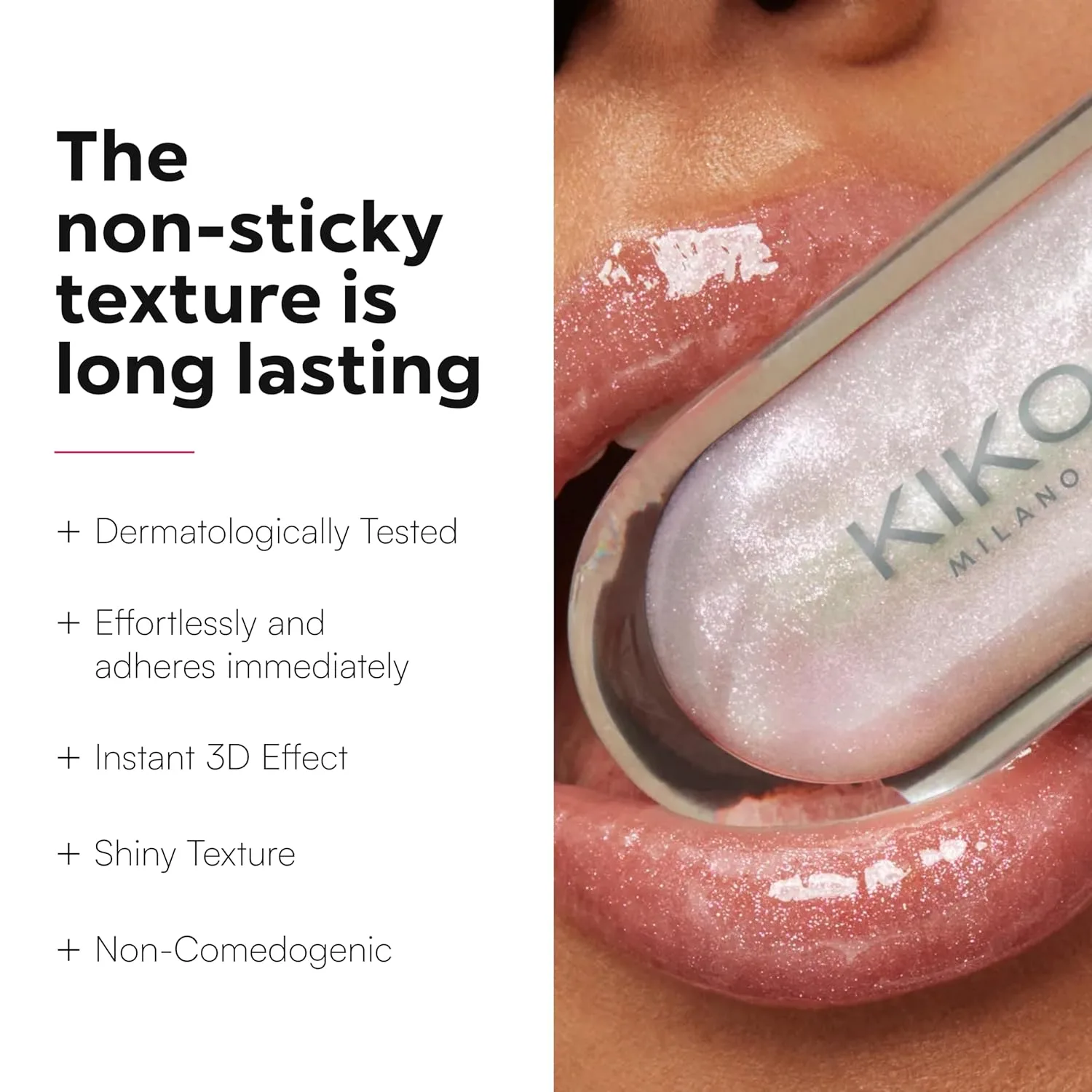 Блеск для губ KIKO Milano 3D Hydra - сияющий, увлажняющий, придающий объем, нелипкий, питательный., 06 Candy Rose — фото 3