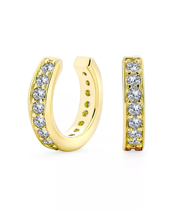 

Минималистичные серьги-каффы с фианитами, хрящевые серьги-клипсы, розовое золото 14 карат Bling Jewelry, gold