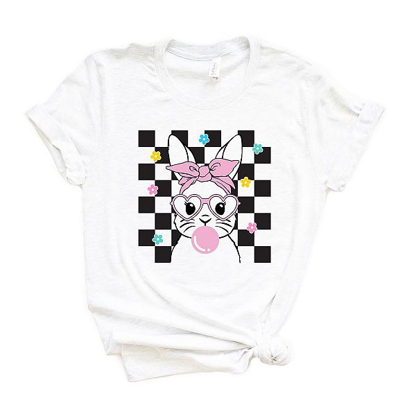 

Футболка с принтом в клетку и зайцем Simply Sage Market, White