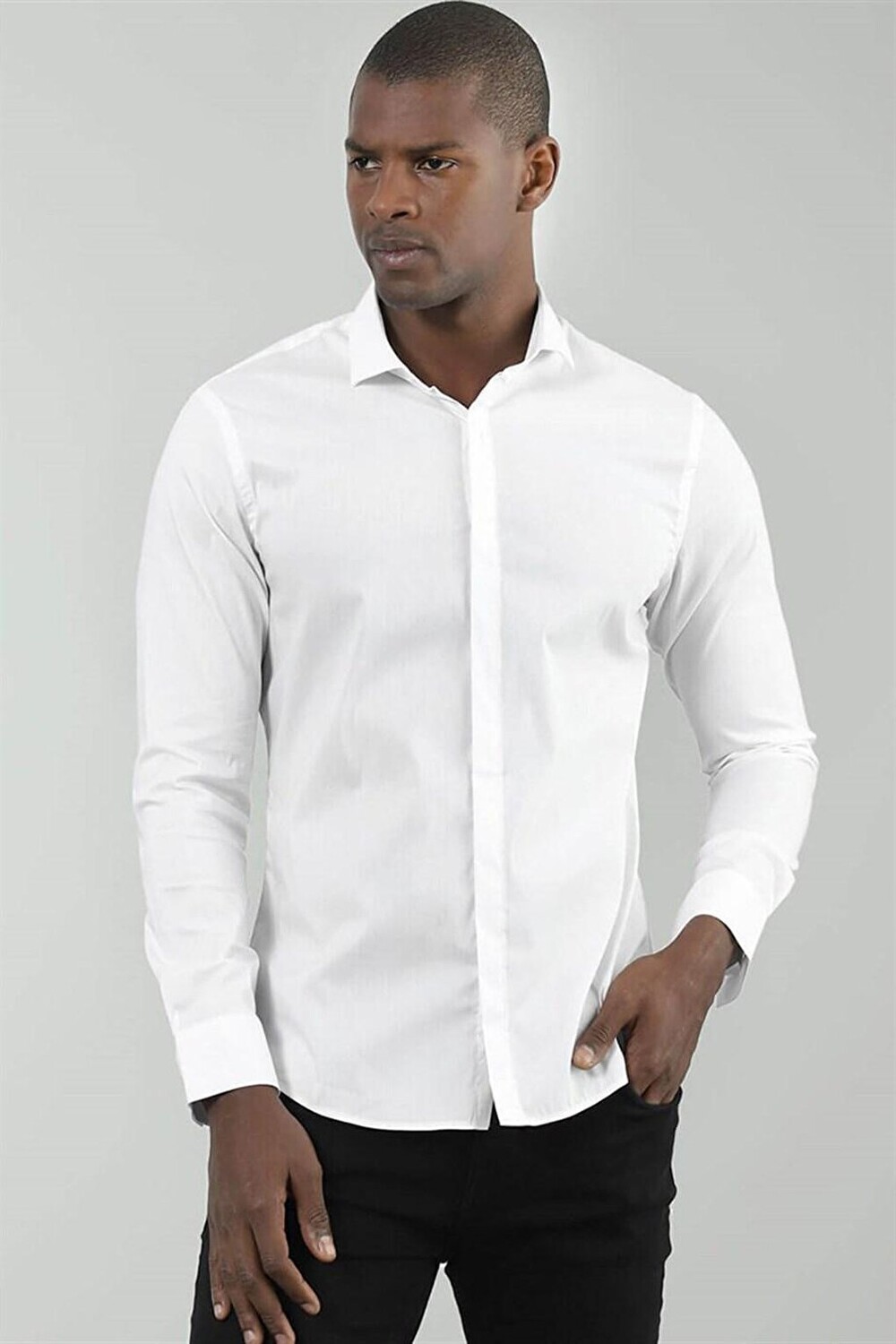 

Мужская белая рубашка Super Slim Fit из хлопка и лайкры TUDORS