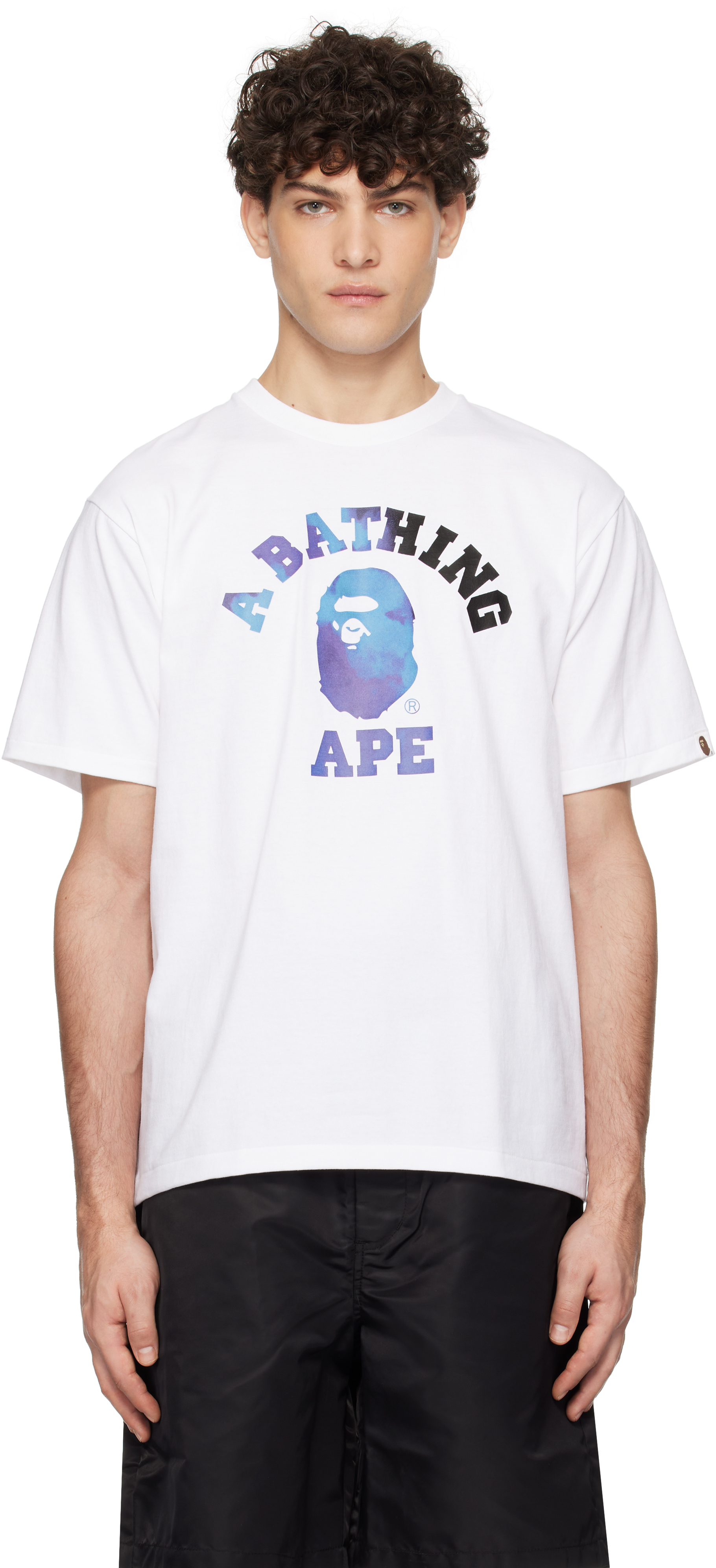 

Футболка White Tie Dye College BAPE, белый/черный