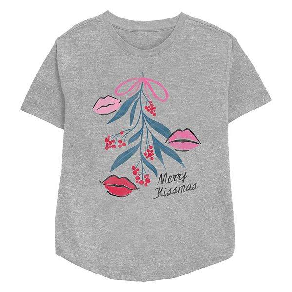 

Женская футболка с принтом "Mistletoe Merry Kissmas" relaxed fit Unbranded
