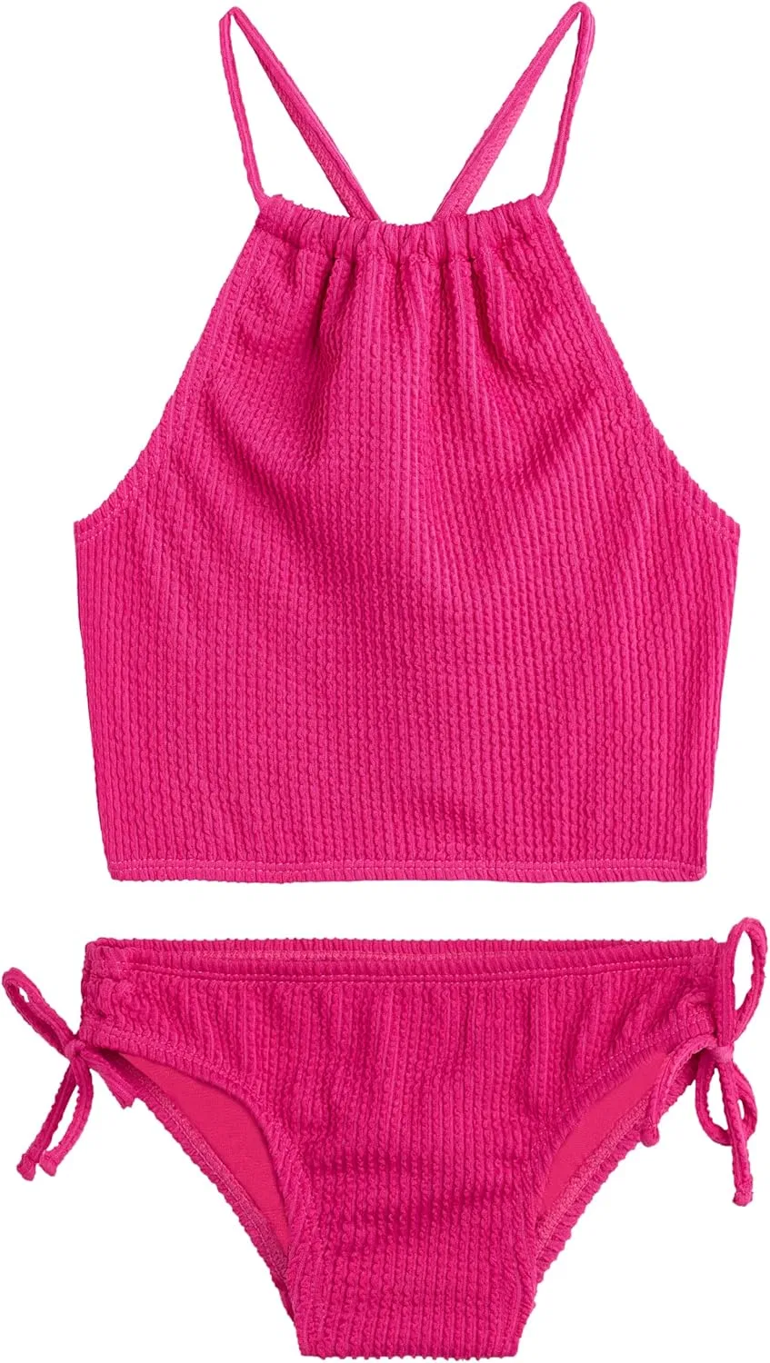 Купальник Kanu Surf Girls Daisy UPF 50 для пляжного спорта, с завязками на шее, комплект из двух частей, Popcorn Solid Pink