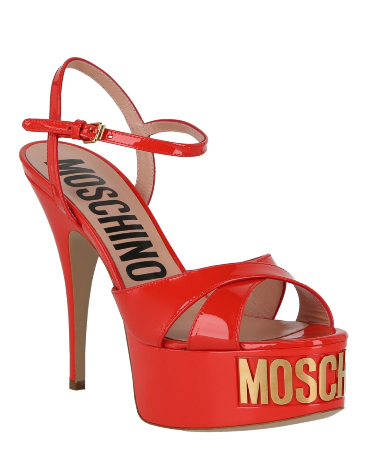 Сандалии на платформе с металлическим логотипом Moschino, оранжевый — фото 2