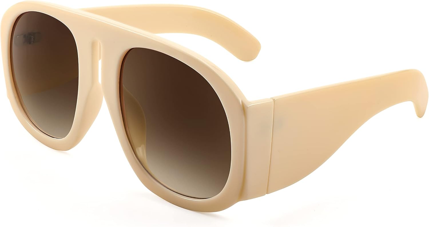 

FEISEDY Ретро-модные солнцезащитные очки-авиаторы для женщин и мужчин, увеличенного размера, винтажные, 70-80-х годов, с плоской верхней частью, модель B2745, Beige/Brown