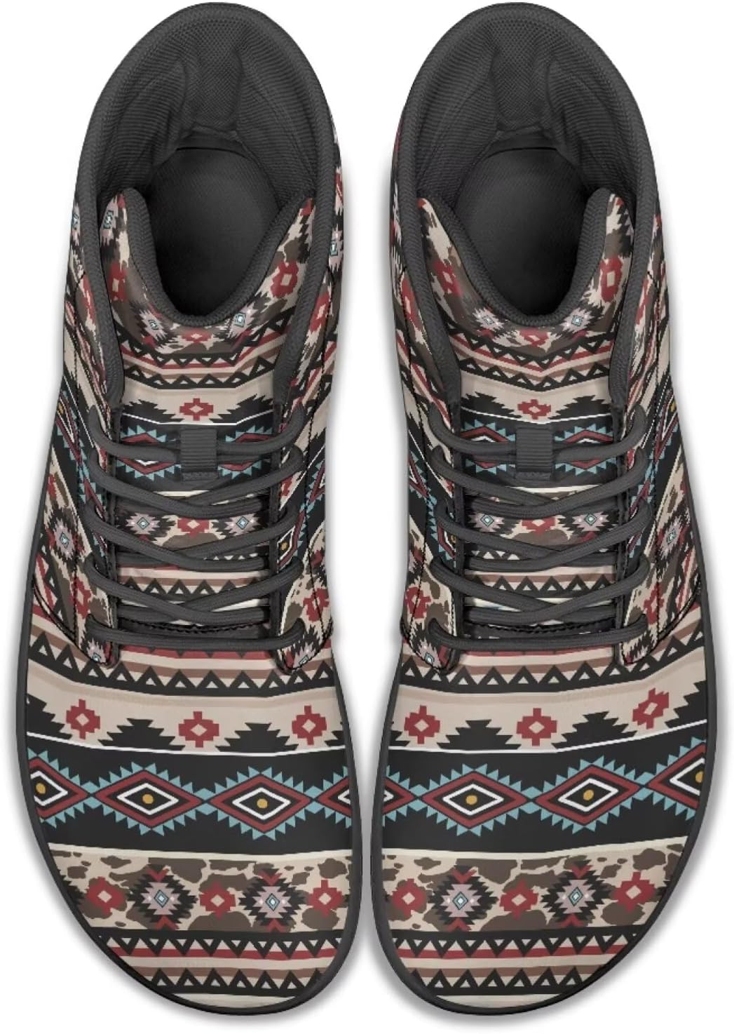 

Мужские минималистичные кроссовки Jeiento для ходьбы, походная обувь, обувь из искусственной кожи с нулевым перепадом высоты подошвы, Southwestern Native Geometric