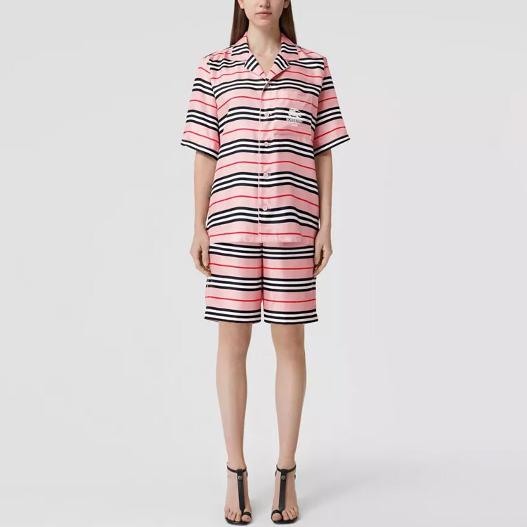 Шорты из шелкового твила Burberry Supreme X Icon Stripe, женские, розовый — фото 3