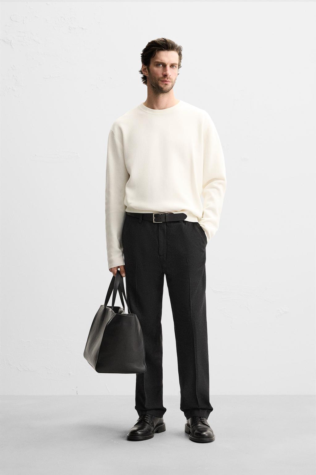 

Свитер из смешанного хлопка с текстурой ZARA, кремовый