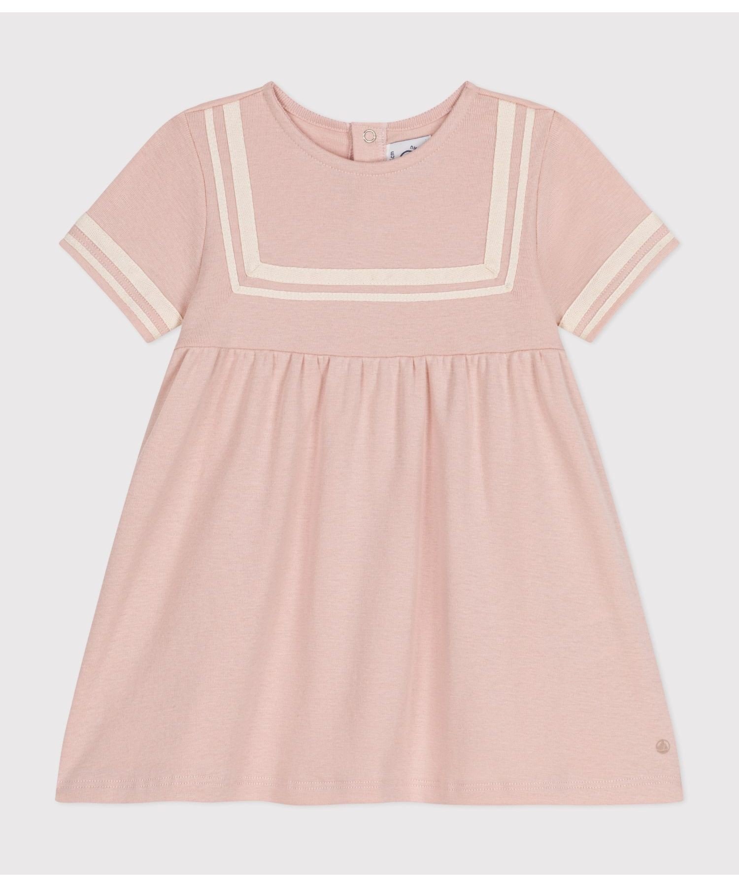 Платье с короткими рукавами и воротником-стойкой PETIT BATEAU, Light Pink — фото 4