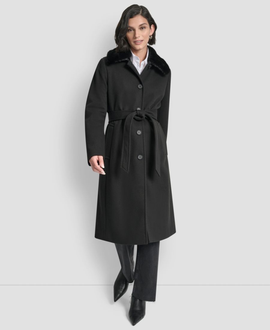 

Женское однобортное пальто с воротником-стойкой DKNY, Black