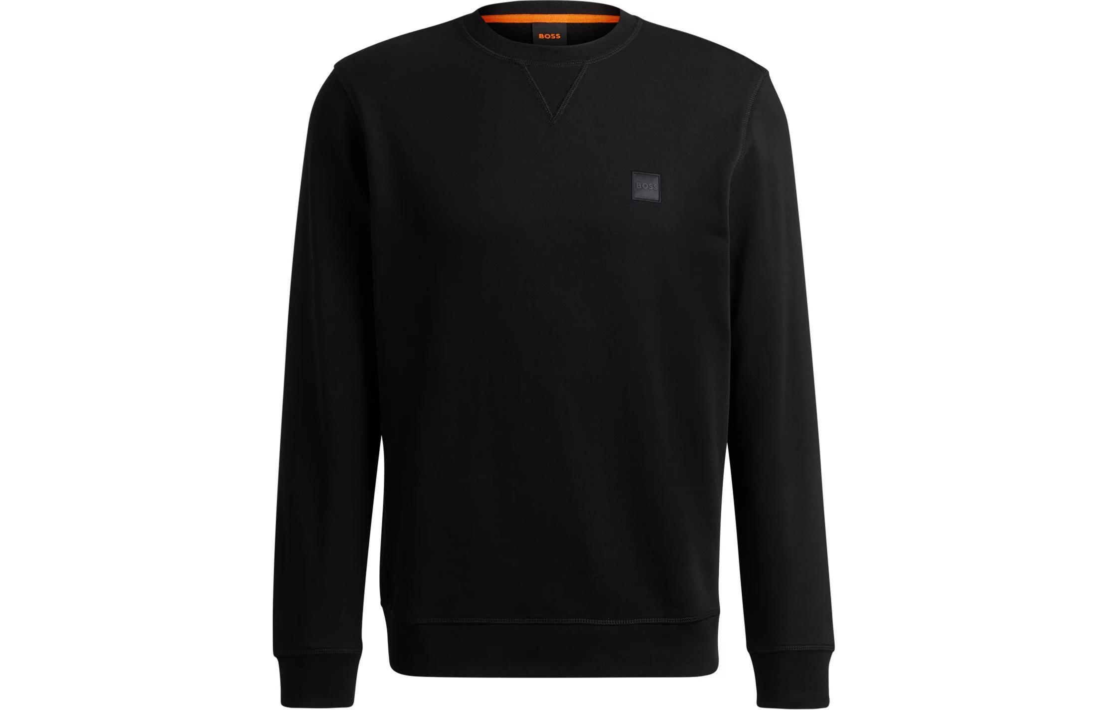 

HUGO BOSS Свободный толстовка из хлопковой махровой ткани с нашивкой-логотипом, мужская, черная