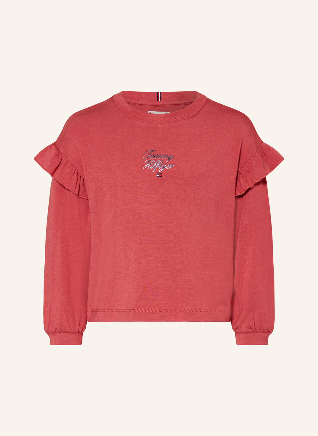 

Лонгслив с рюшами TOMMY HILFIGER, светло-красный