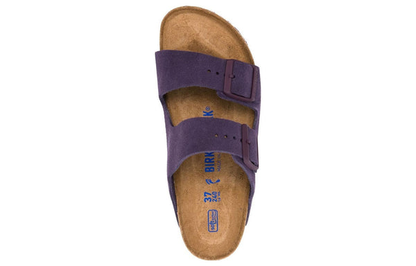 Тапочки arizona soft footbed suede leather narrow fit sandals 'wine' Birkenstock, фиолетовый — фото 3