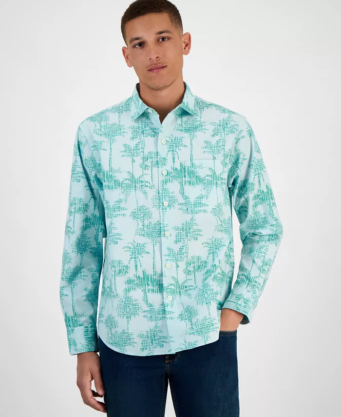 

Длинная рубашка с длинным рукавом Palm Garden из шамбре Tommy Bahama, зеленый