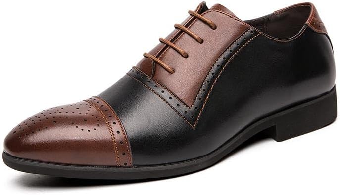 

Мужские оксфорды Santimon, формальные туфли с двухцветной patchwork отделкой, шнуровка, для деловых встреч, смокинга и свадеб, коричневый