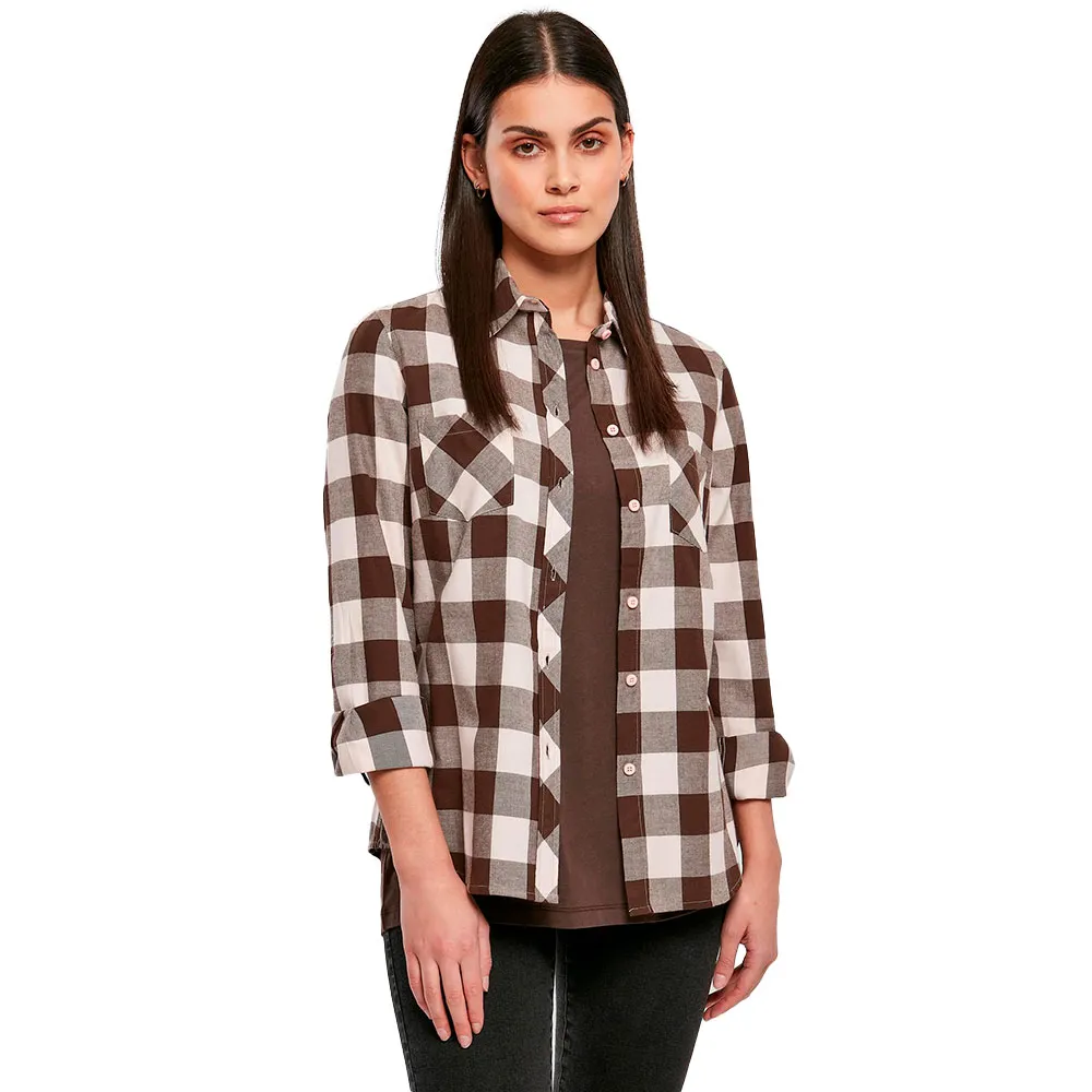 

Рубашка с длинным рукавом Urban Classics Turnup Checked Flanell, коричневый