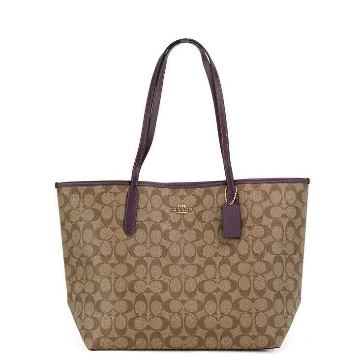 

Сумка-тоут Boysenberry City Tote из фирменного холста цвета хаки Coach