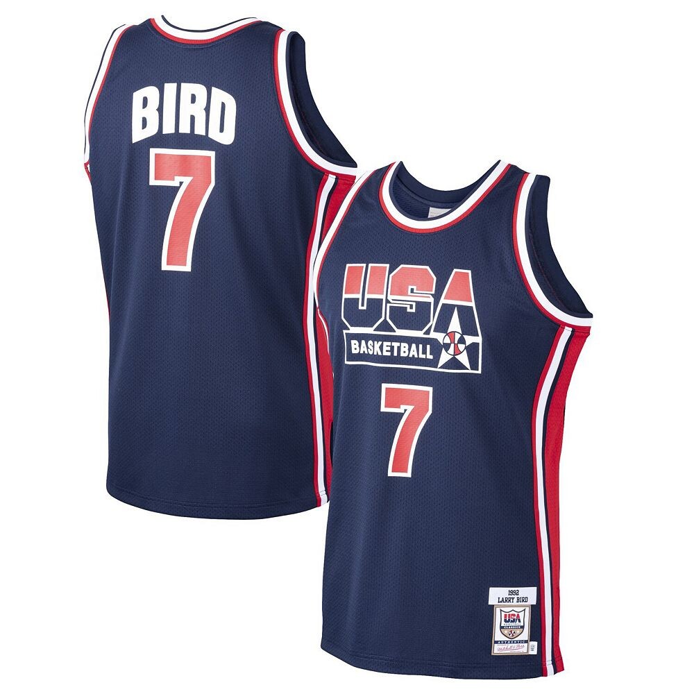 

Мужская футболка Mitchell & Ness Larry Bird Navy USA Basketball Home 1992 Dream Team Authentic Jersey, цвет Cel Navy