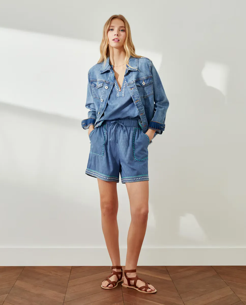 

Женские однотонные шорты-бермуды Southern Cotton, синий