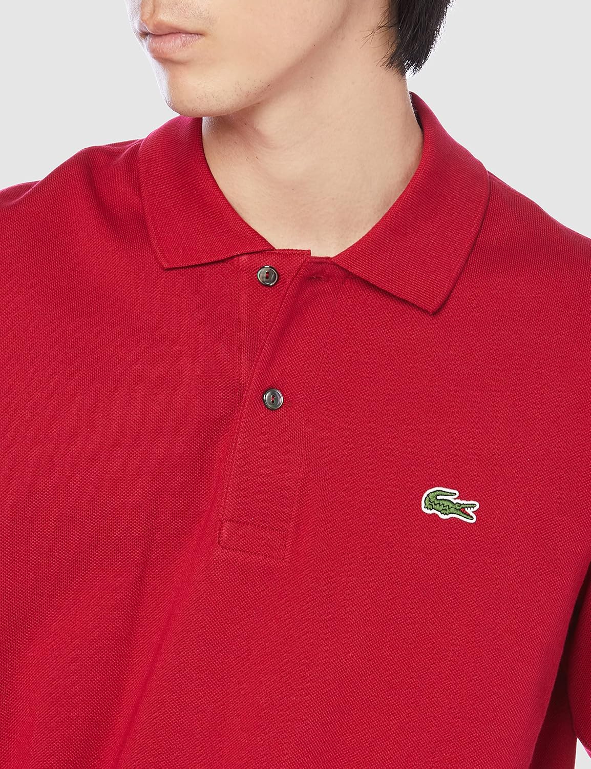 Мужская поло-рубашка с длинным рукавом Lacoste L1312DL оригинального кроя, бордовый — фото 3