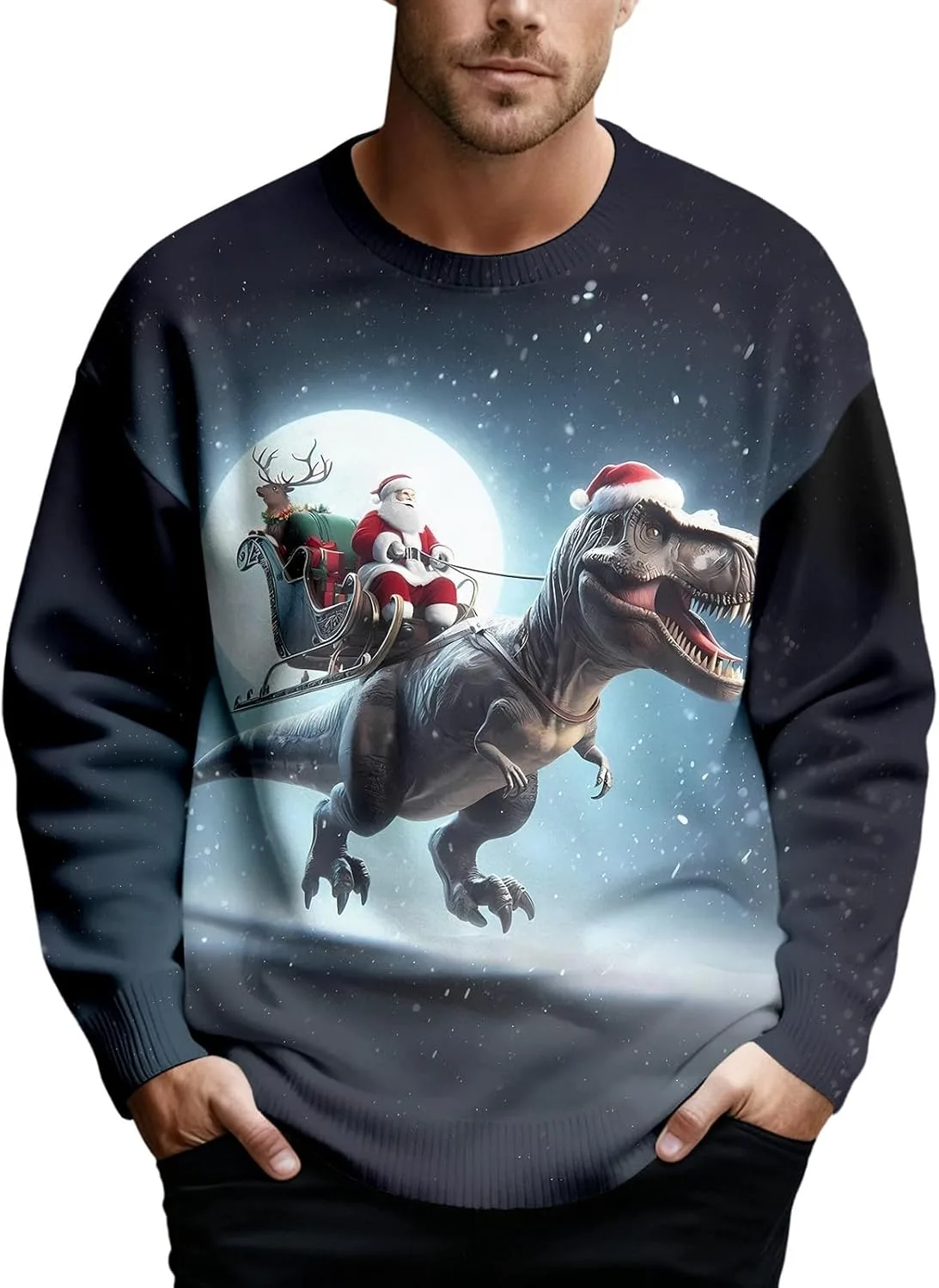 

Мужской свитер Ugly Christmas с черепом, длинный рукав, праздничный