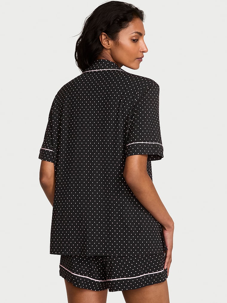 Мягкий короткий пижамный комплект из модала Victoria'S Secret, modal soft black/pretty blossom dot — фото 2