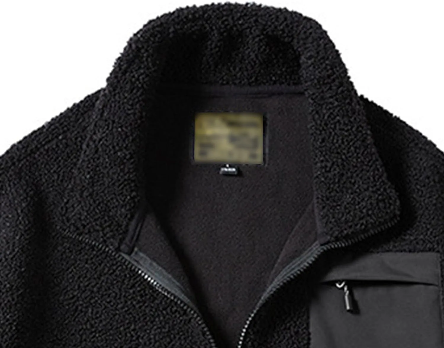 Мужская мягкая теплая куртка на флисовой подкладке из шерпы, с застежкой-молнией, воротником-стойкой, утепленная куртка для активного отдыха Generic, черный — фото 3