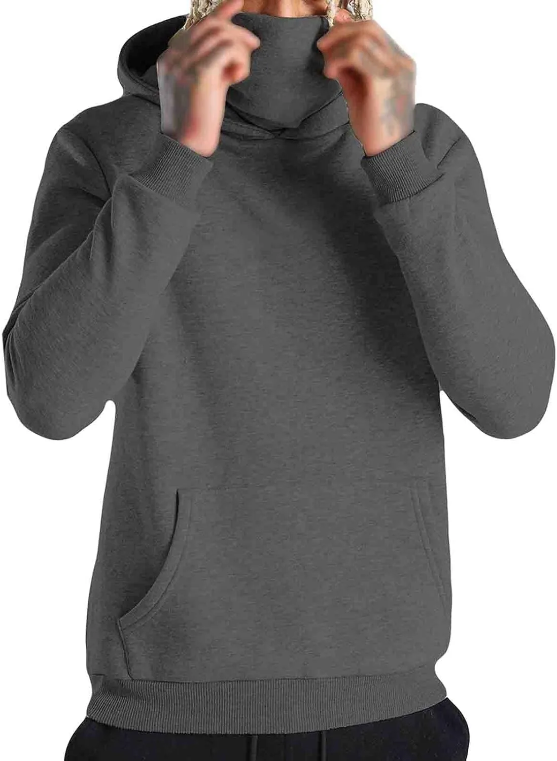 

Зимний худи с капюшоном для мужчин, длинный рукав, карман, свободный JEsilunmaMY