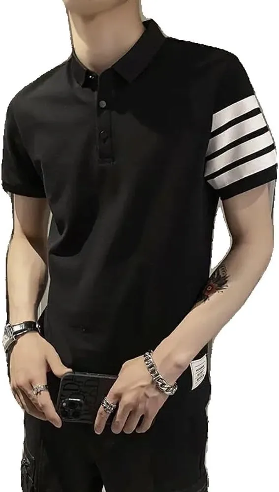 

Футболка с воротником и принтом Black Print Xingfenly