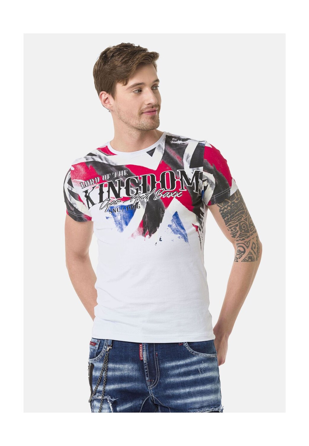 

Футболка с крупным принтом спереди CIPO & BAXX, белый