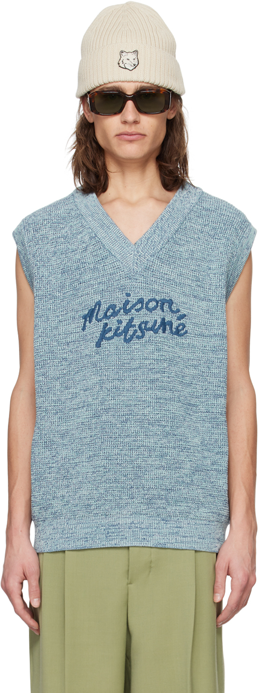 

Синий жилет для почерка Maison Kitsune