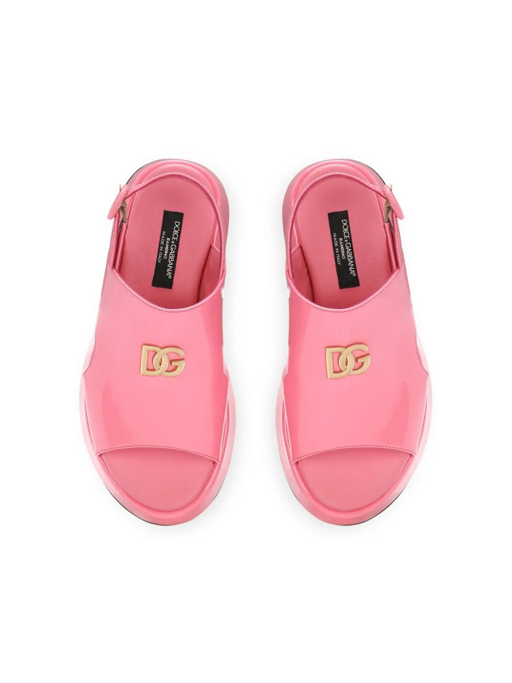 Лакированные сандалии с логотипом DG Dolce & Gabbana Kids, розовый — фото 4