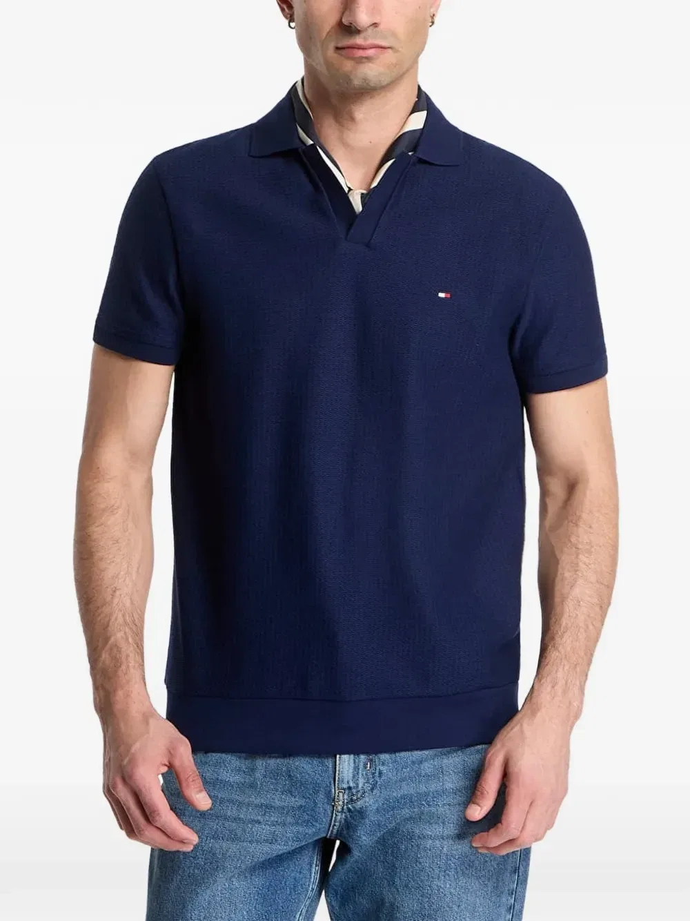 Рубашка-поло с фактурной отделкой Tommy Hilfiger, синий