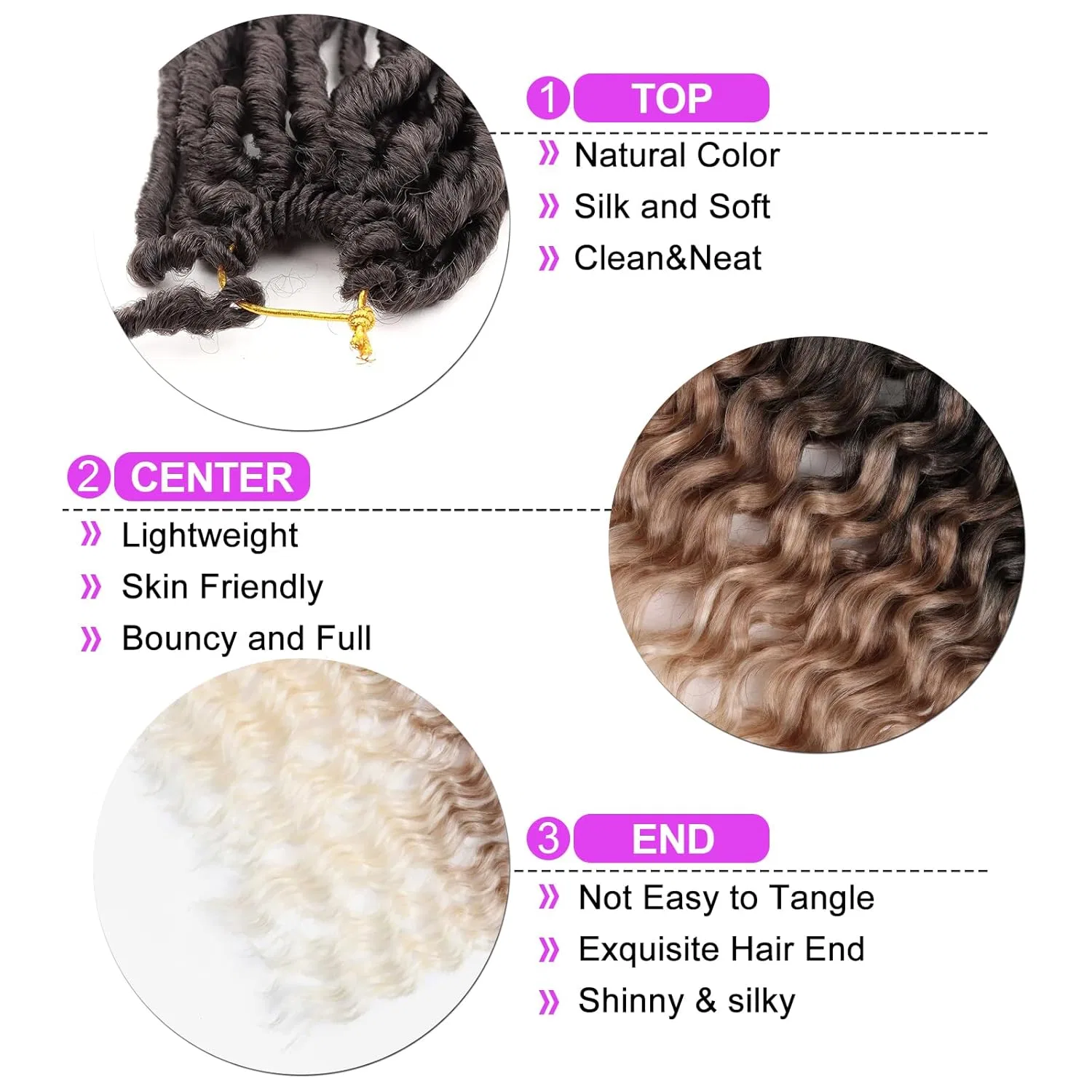 Наращивание волос Soft Crochet Faux Locs 24 дюйма, 6 упаковок Fanwyfyu, 1B/27/613 — фото 3