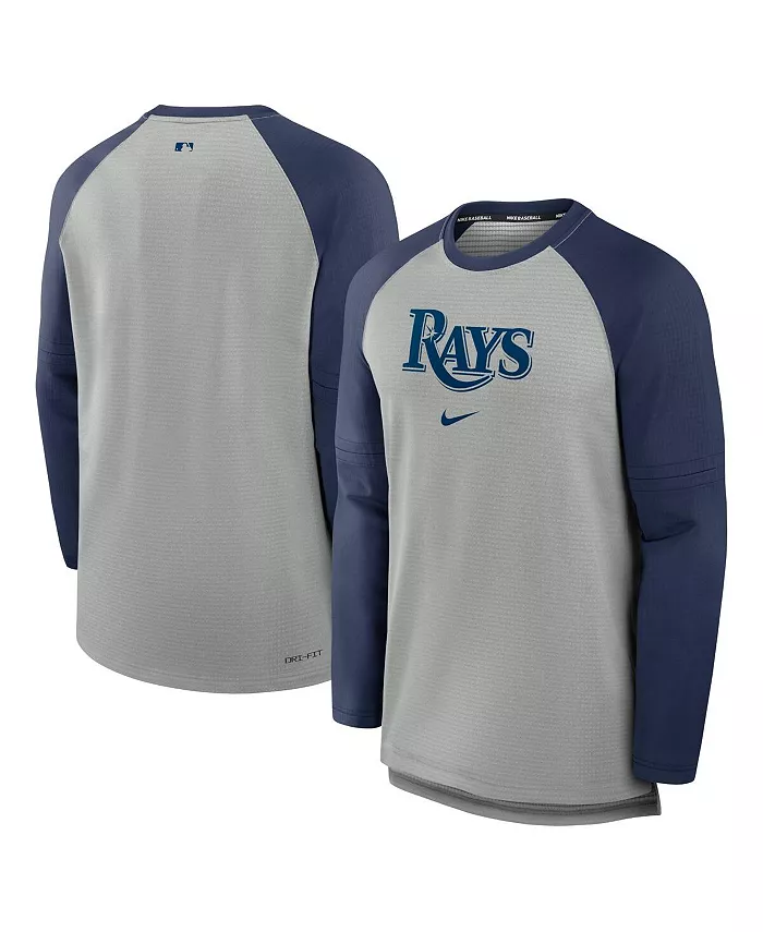 

Мужская футболка с длинным рукавом Tampa Bay Rays Authentic Collection Game Time Raglan Performance, цвет: серый меланж/темно-синий Nike