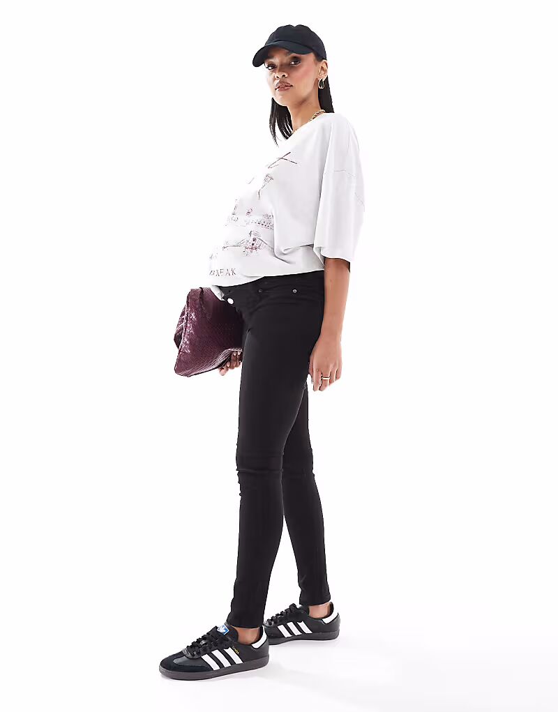 

Узкие джинсы для беременных ASOS DESIGN чистого черного цвета ASOS Maternity