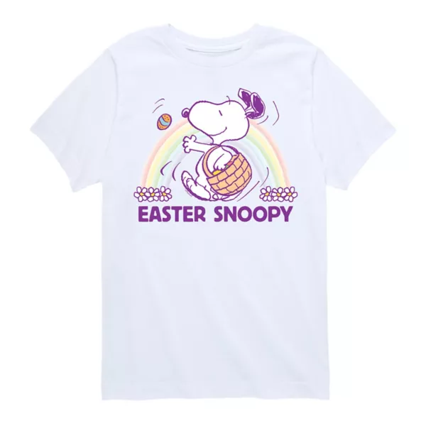 

Футболка для мальчиков 8-20 лет с пасхальным принтом Snoopy и арахисом Licensed Character, белый