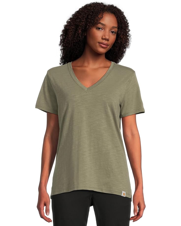 

Футболка Carhartt TENCEL Fiber Series Relaxed Fit Short-Sleeve Vneck T-Shirt, цвет Dusty Olive Slub