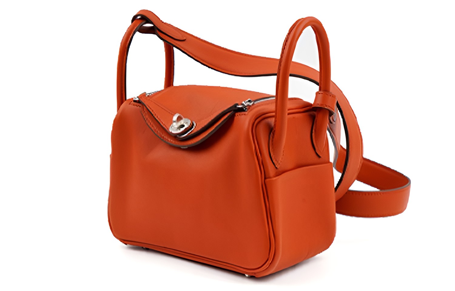 HERMES Сумка Lindy Swift из телячьей кожи, мини-сумка через плечо, кросс-боди для женщин Terre Battue/Sesame Red Earth/Sesame — фото 2